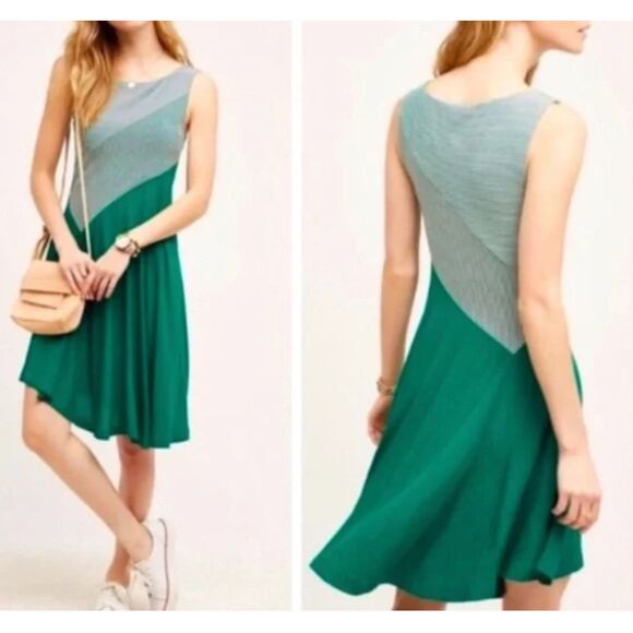 Anthropologie Dresses & Skirts - ~ Sm Anthropologie Maeve Dress Asymmetrical Cameron Green Striped Tank Boho